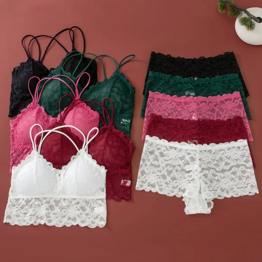 Lace Non-Wire Bra and Ultra-Thin Low Rise Briefs Set for Women - Transparent Comfort Underwear