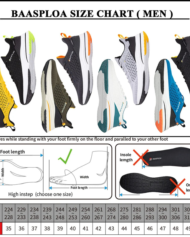 Baasploa Lightweight Running Shoes for Men - Breathable Mesh Sneakers