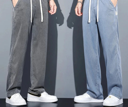 Men's Loose Fit Wide Leg Jeans in Soft Thin Lyocell