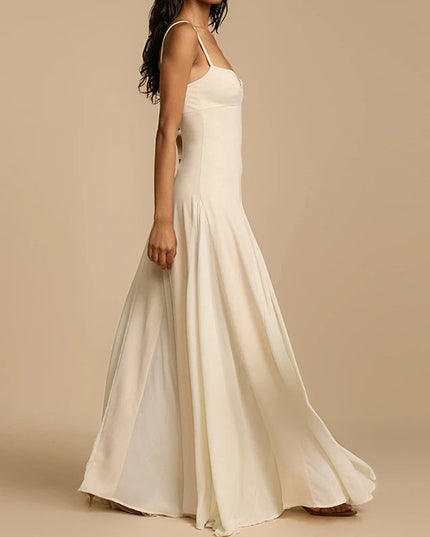 Women's Casual Pleated Long Dress - Elegant Slim Fit Maxi Dress for Women