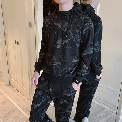 Men's 2-Piece Running Sweatshirt and Hoodie Set with Pants - Activewear for Comfort and Performance