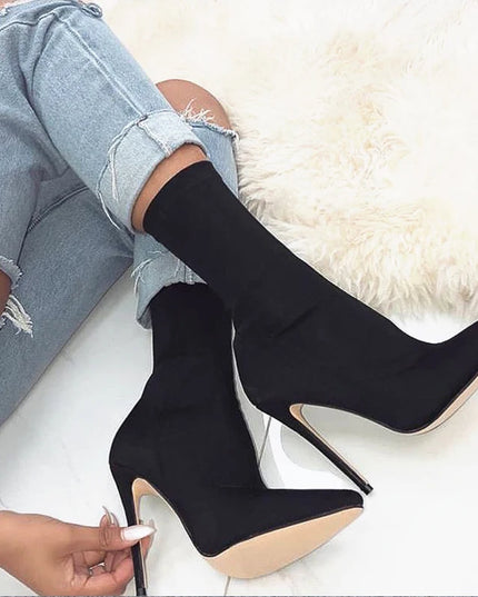 Knitted Stretch High Heel Boots for Women
