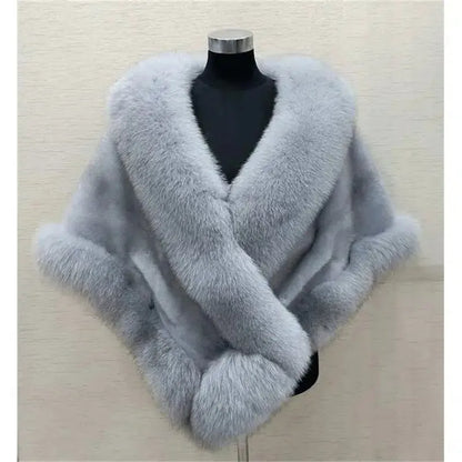 Women's Faux Fur Shawl Jacket - Thick, Warm, and Stylish Faux Fur Wrap