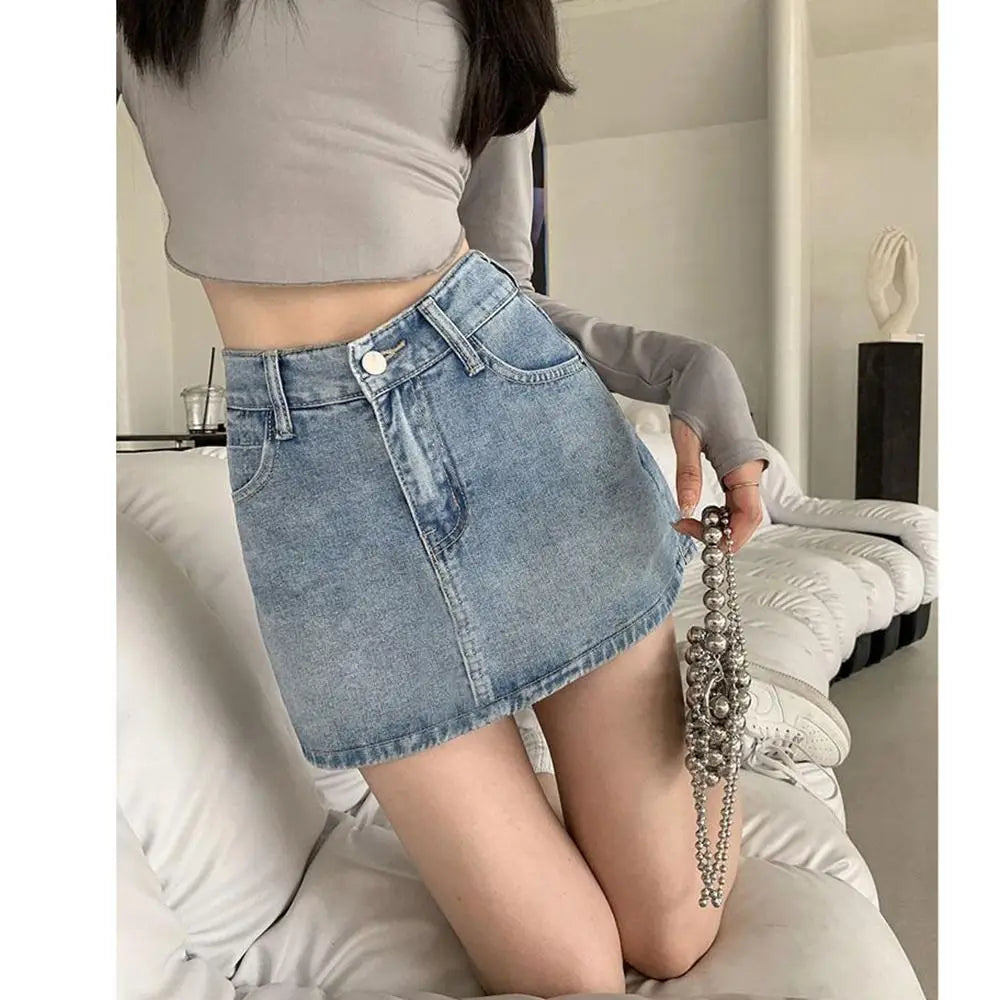 Women's High-Waist Denim Skirt - Slim Fit
