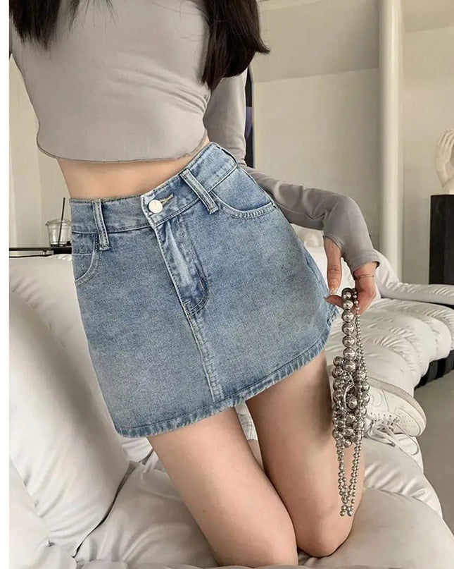 Women's High-Waist Denim Skirt - Slim Fit