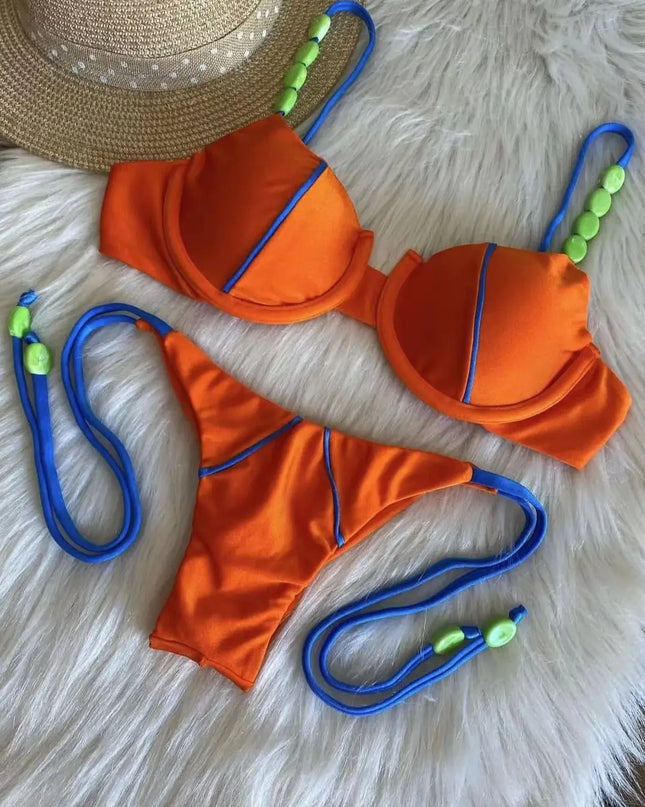 Push-Up Bikini Set: Women's Low-Waist Two-Piece Swimwear - Various Colors