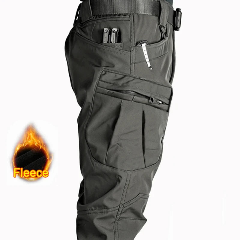 Men’s Waterproof Fleece Cargo Pants – Tactical Hiking Combat Trousers for Men