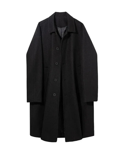 Men's Woollen Long Coat with Turn-Down Collar