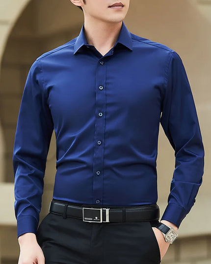 Men's Slim Fit Long Sleeve Formal Cotton Shirt