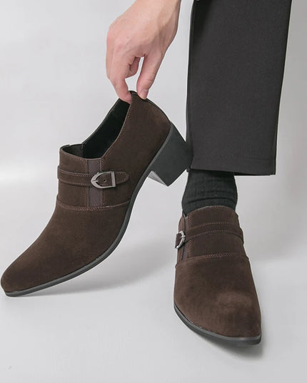 Men's Faux Suede Pointed Toe Height-Enhancing Shoes