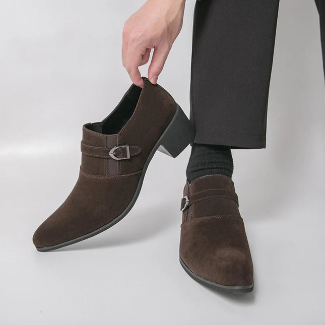 Men's Faux Suede Pointed Toe Height-Enhancing Shoes