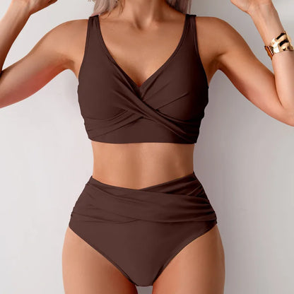 Women's Push-Up Bikini Swimwear with High Waist Design