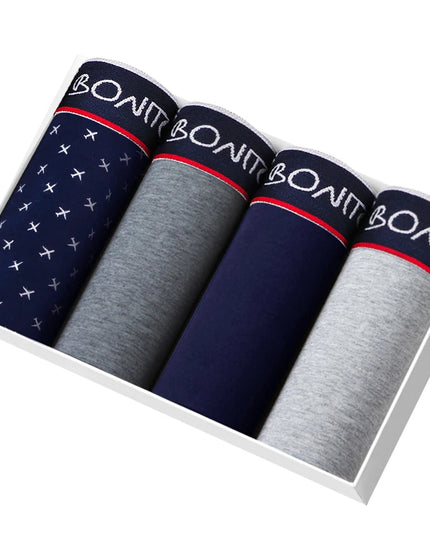 Men's Cotton Boxer Shorts - 4-Pack Comfortable Underwear for All-Day Wear