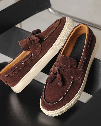 Luxury Men's Suede Tassel Loafers – Comfortable Stylish Dress Shoes