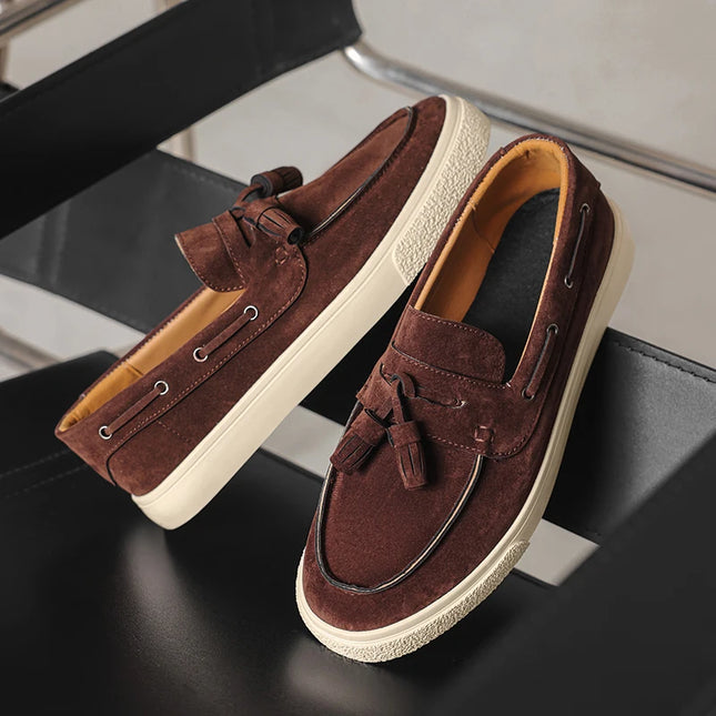 Luxury Men's Suede Tassel Loafers – Comfortable Stylish Dress Shoes