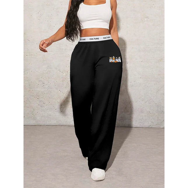 Women's Cartoon Print Loose Wide-Leg Sweatpants