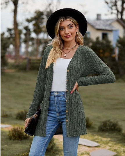 Women's Milled Pit Stripe Button-Front Long Sleeve Cardigan