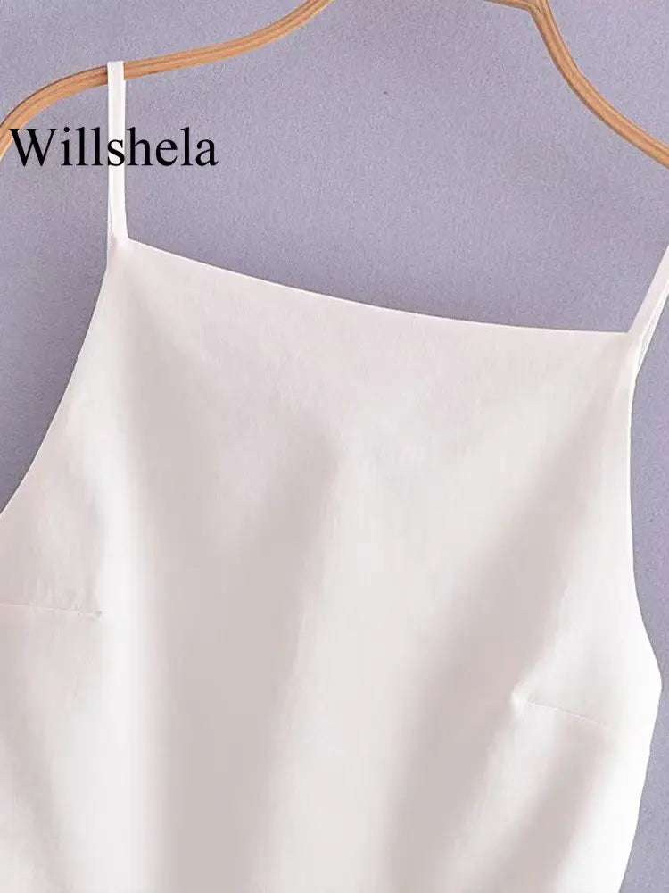 Women's Lace-Up Backless Camisole with Vintage Style, Thin Straps, and Square Collar