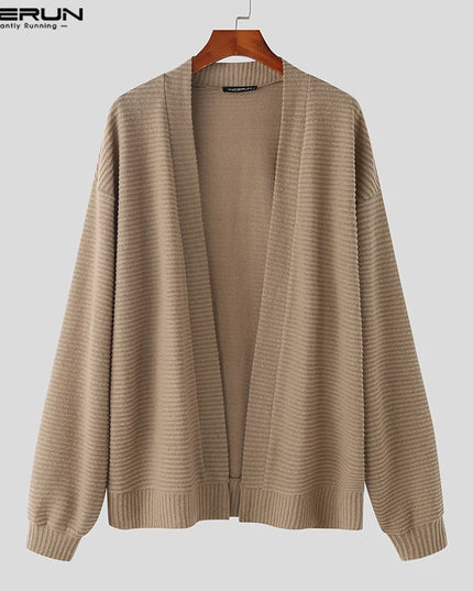 Incerun Men’s Knitted Loose Fit Long Sleeve Cardigan