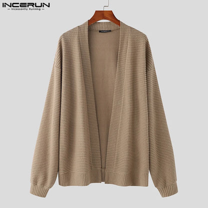 Incerun Men’s Knitted Loose Fit Long Sleeve Cardigan