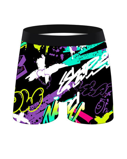 5-Pack Men's Soft Boxer Briefs with Long Graffiti Print