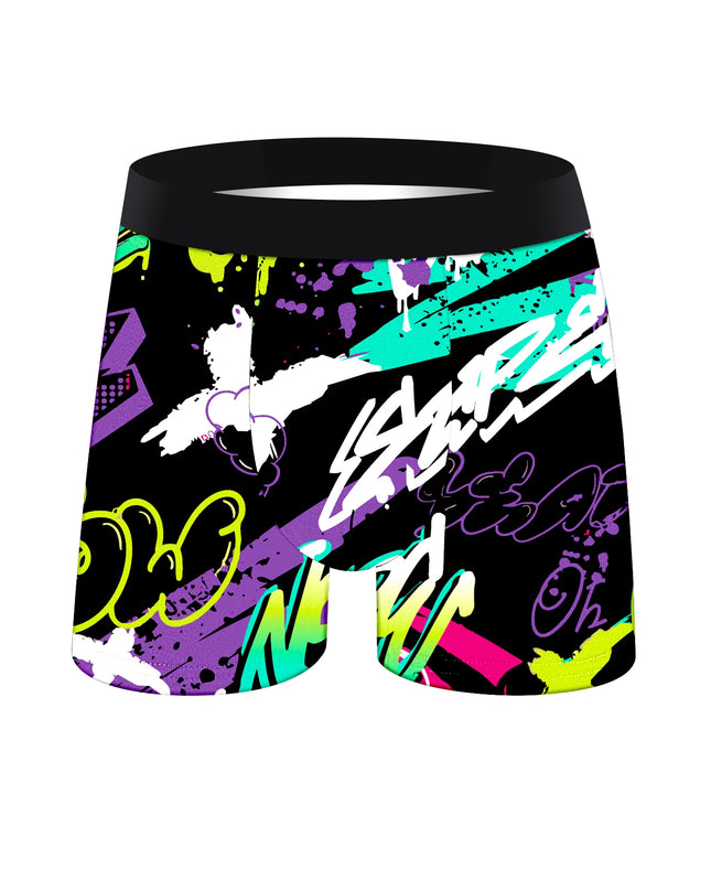 5-Pack Men's Soft Boxer Briefs with Long Graffiti Print