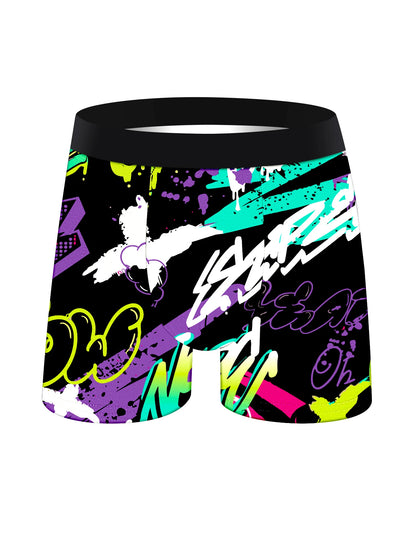 5-Pack Men's Soft Boxer Briefs with Long Graffiti Print