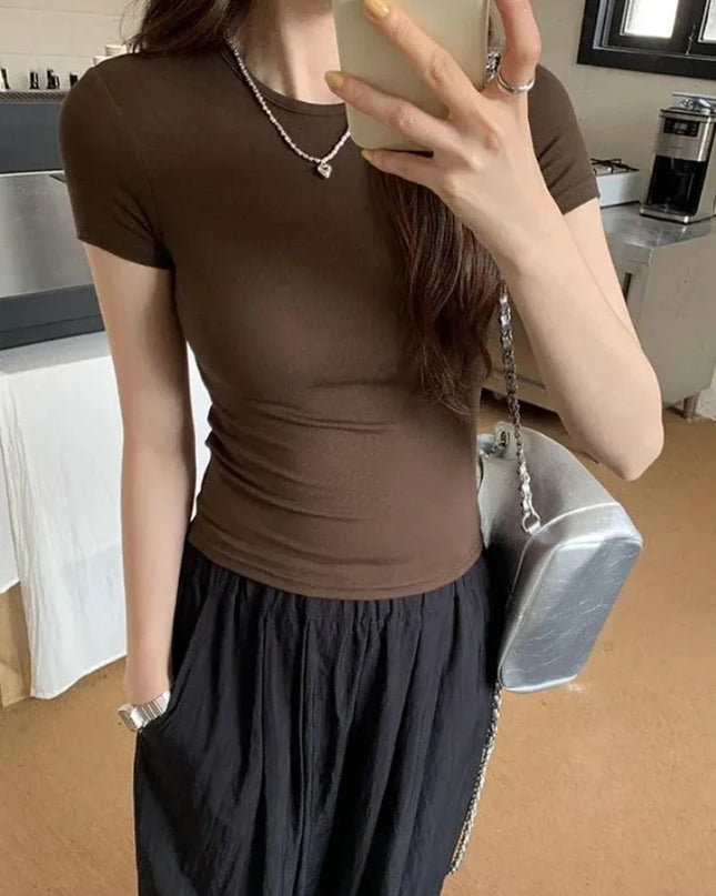 Women's Slim Fit Crewneck Cropped T-Shirt