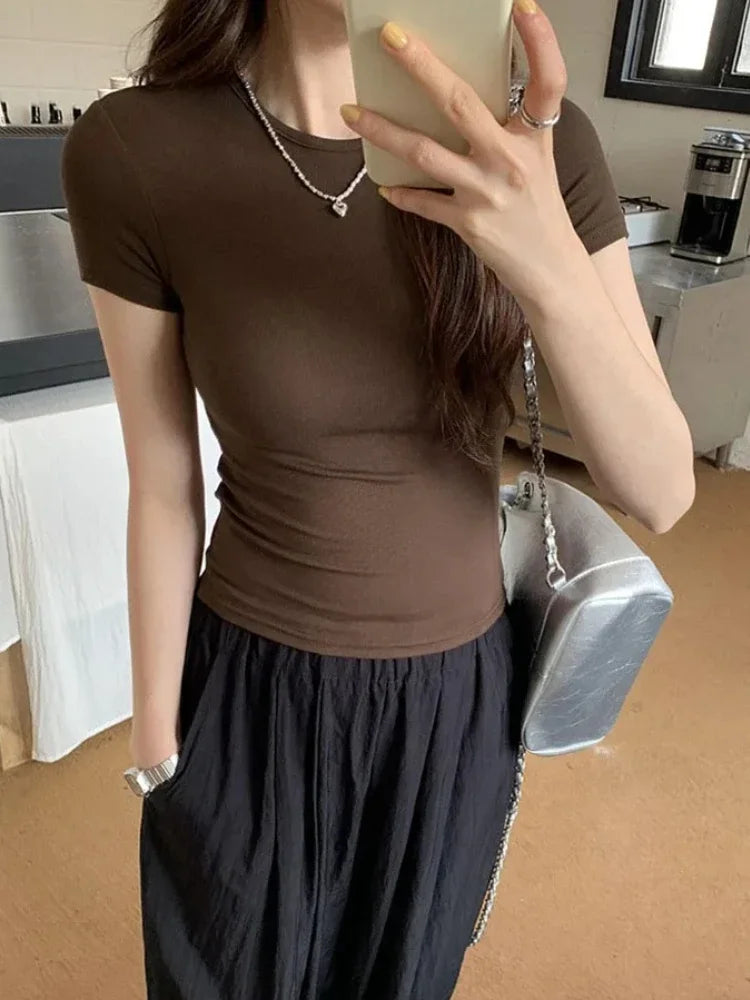 Women's Slim Fit Crewneck Cropped T-Shirt