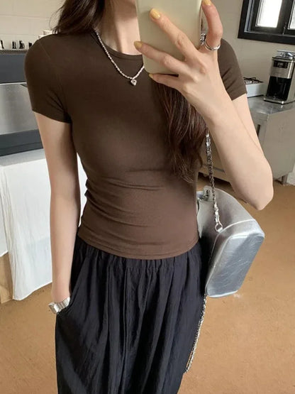 Women's Slim Fit Crewneck Cropped T-Shirt