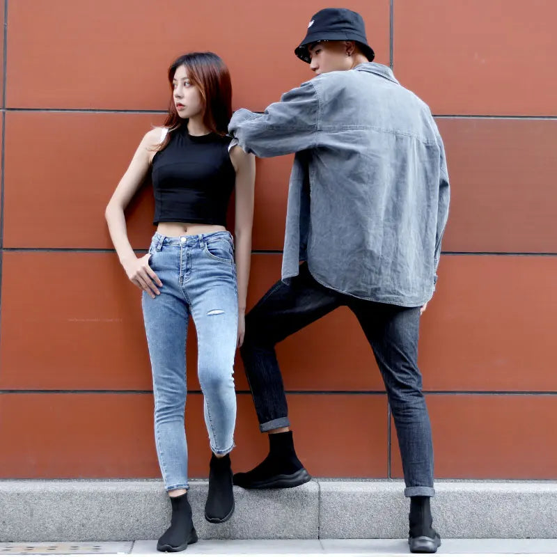 Breathable Mesh High-Top Sneakers for Men & Women