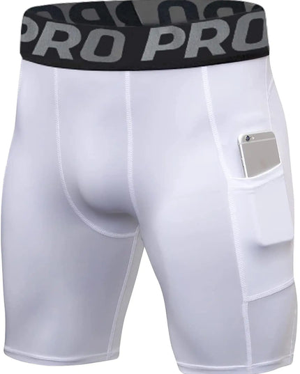 Men's Workout Compression Shorts with Side Pocket