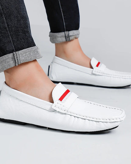 Strongshen Men's Slip-On Leather Flats Shoes