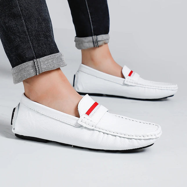 Strongshen Men's Slip-On Leather Flats Shoes