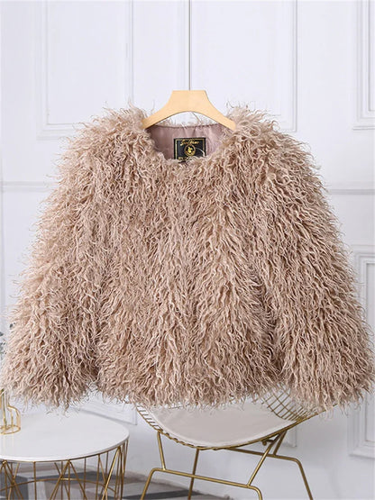 Women's Fluffy Faux Fur Coat & Overcoat – Stylish Warm Winter Outerwear for Women
