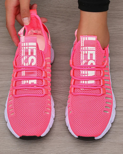 Regenerate Delete Women's Breathable Knitted Mesh Sneakers - Lightweight Lace up Shoes