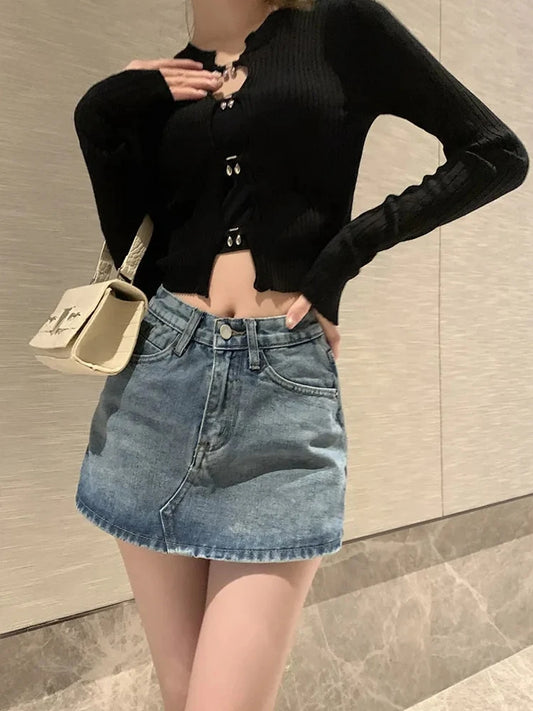 High-Waisted Women's Slim Fit Denim Mini Skirt