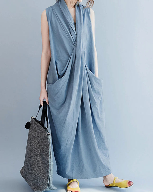 ZANZEA Women's Oversized Asymmetrical Maxi Sundress