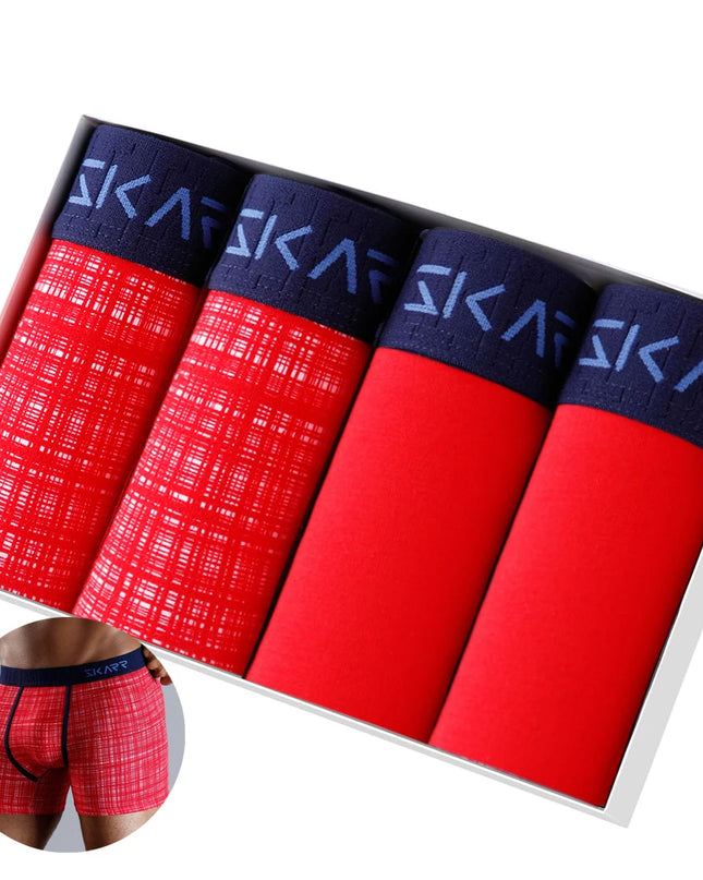 Men's Cotton Boxer Shorts - 4-Pack Comfortable Underwear for All-Day Wear