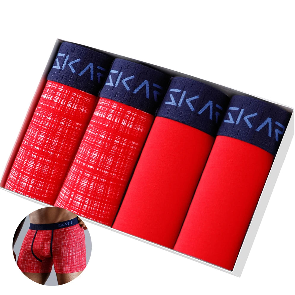Men's Cotton Boxer Shorts - 4-Pack Comfortable Underwear for All-Day Wear