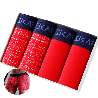 Men's Cotton Boxer Shorts - 4-Pack Comfortable Underwear for All-Day Wear