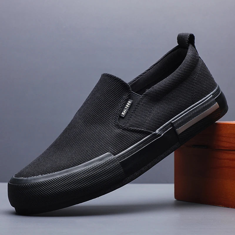 Men's Canvas Casual Loafer Shoes – Lightweight, Non-Slip, Washed Denim Slip-On