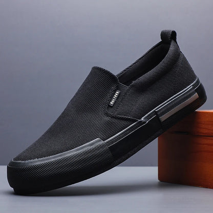 Men's Canvas Casual Loafer Shoes – Lightweight, Non-Slip, Washed Denim Slip-On