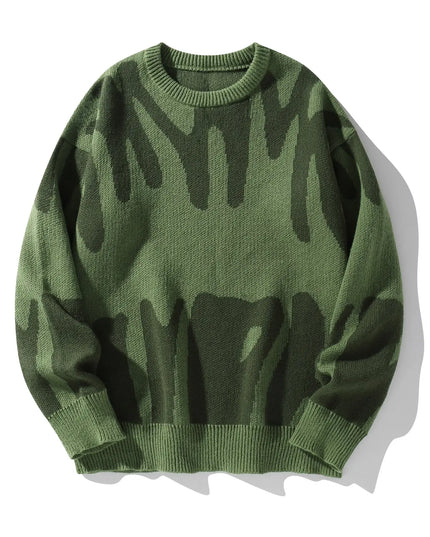 Men's Knitted Jacquard Pattern Pullover Sweater - Stylish & Comfortable Knitwear