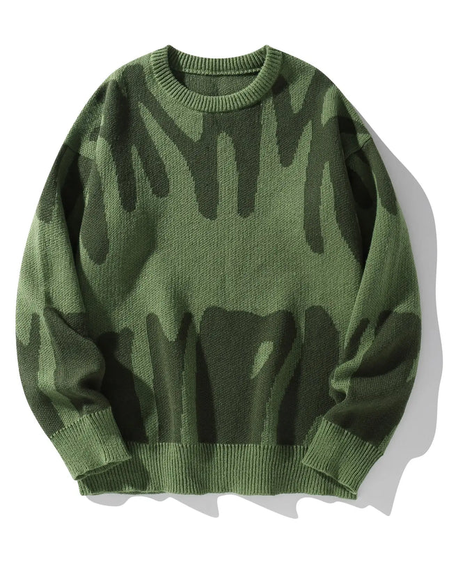 Men's Knitted Jacquard Pattern Pullover Sweater - Stylish & Comfortable Knitwear