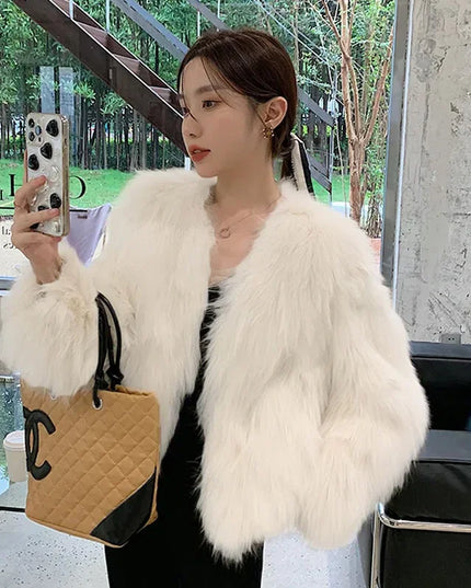 Women's Short Loose Faux Fur Coat - Various Colors