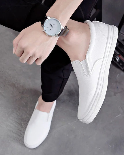 Men's Faux Leather Slip-On Sneakers