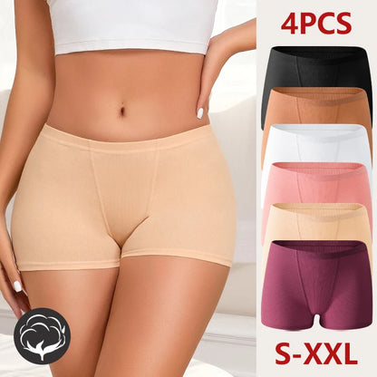 Set of 4 Women's Cotton Striped High-Waist Underwear