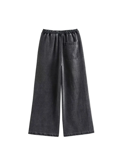Women’s Two-Piece Sweater Set with Turn-Down Collar & High-Waist Drawstring Pants