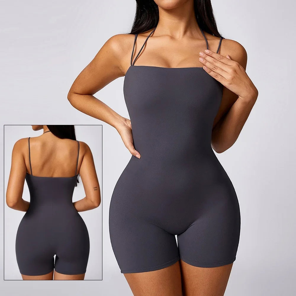 Women's Backless One-Piece Bodysuit - Fitness Seamless Jumpsuit for Activewear & Workout